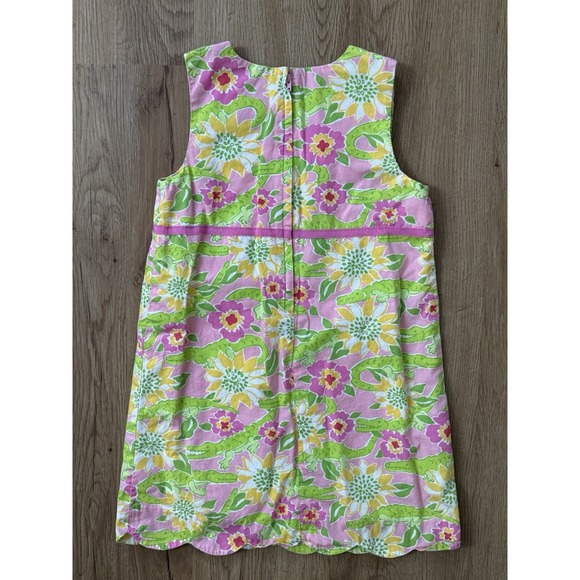Lilly Pulitzer Girls‎ Size 6x Dress Alligator Floral Lined Vtg 90's Sleeveless - Picture 5 of 7